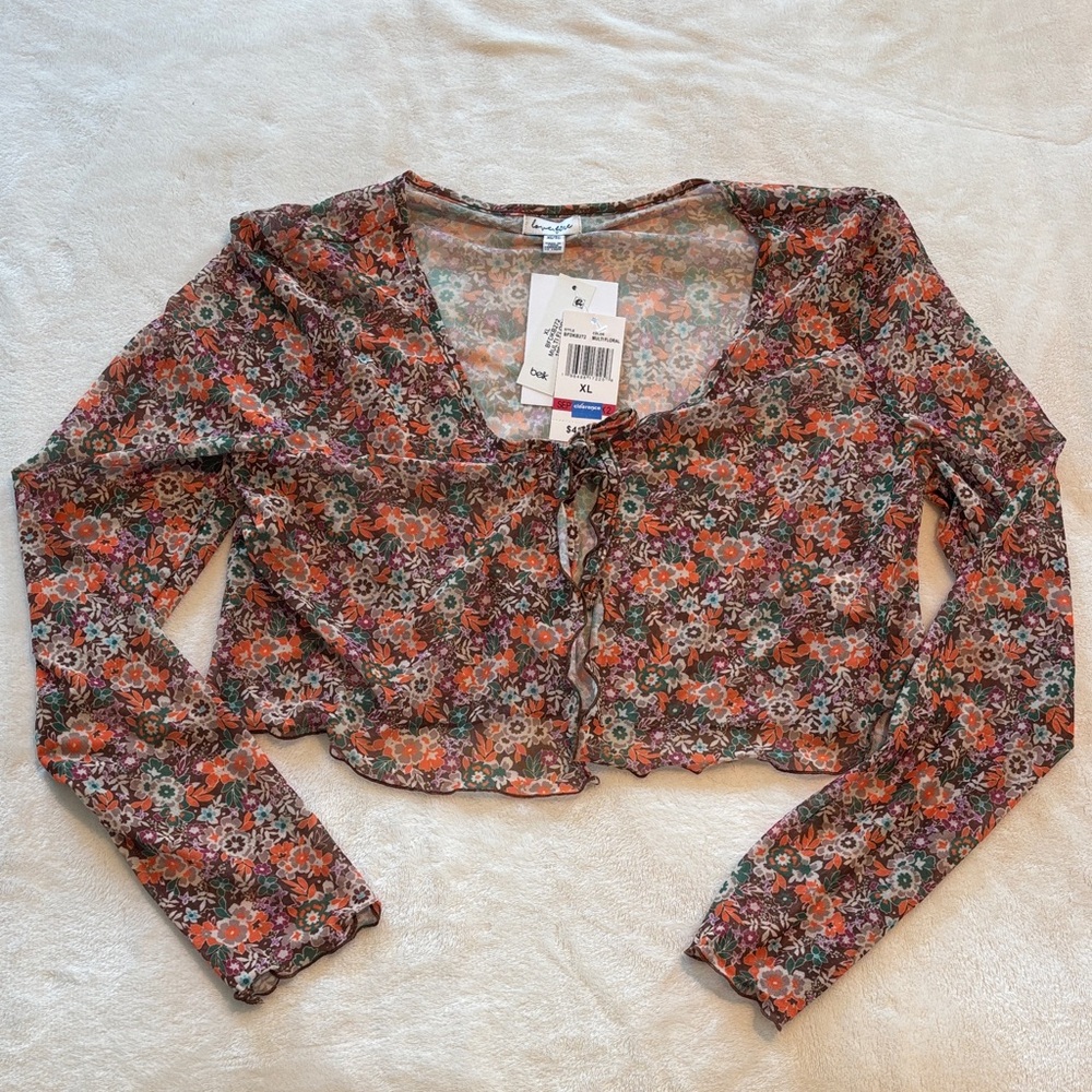 love, Fire Multicolor Floral Crop Blouse
